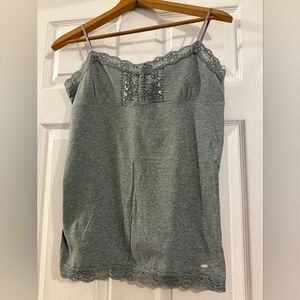 Aeropostale Gray Lace-Trim Camisole with Sequin Detail